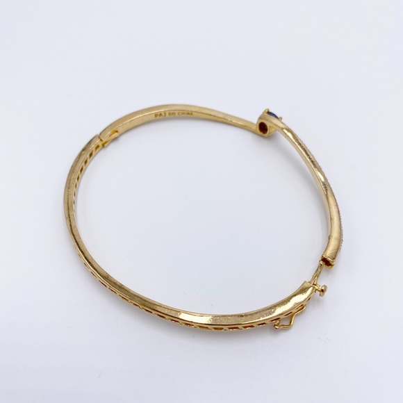 Gold Plated Amethyst Bangle Bracelet - Picture 4 of 9